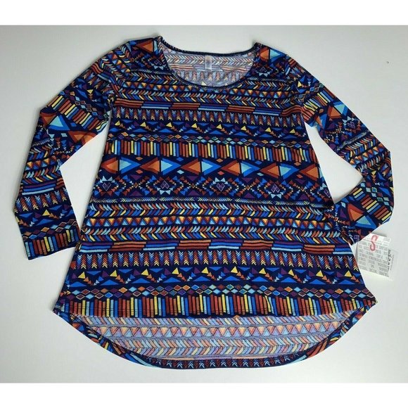 LuLaRoe Tops - Lularoe Lynnae Womens Long Sleeve Top Small Geometric Southwestern Blue Purple